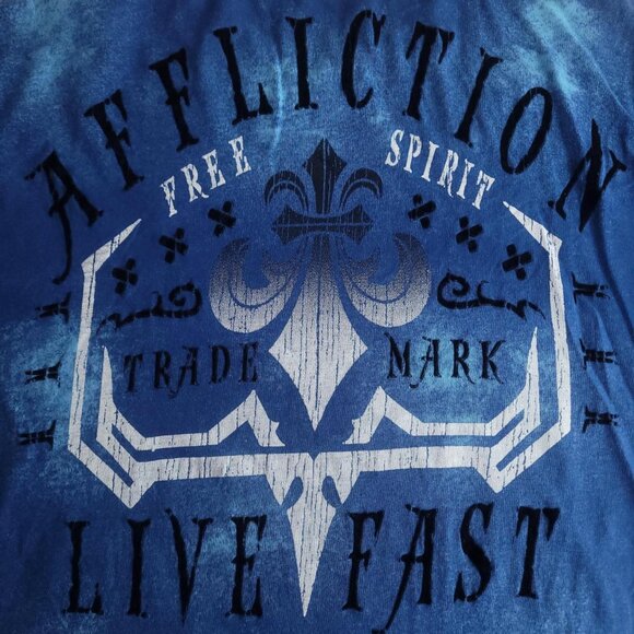 Affliction distressed grunge Y2K style blue shirt - Picture 4 of 6